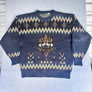 Men's Fair Isle Cottage Knit Grandpa Christmas Holiday Sweater XL